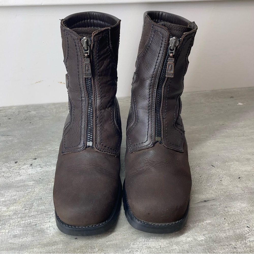 Anfibio Leather‎ Shearling Lined Winter Boots Womens 36 Brown Good Front Zip
